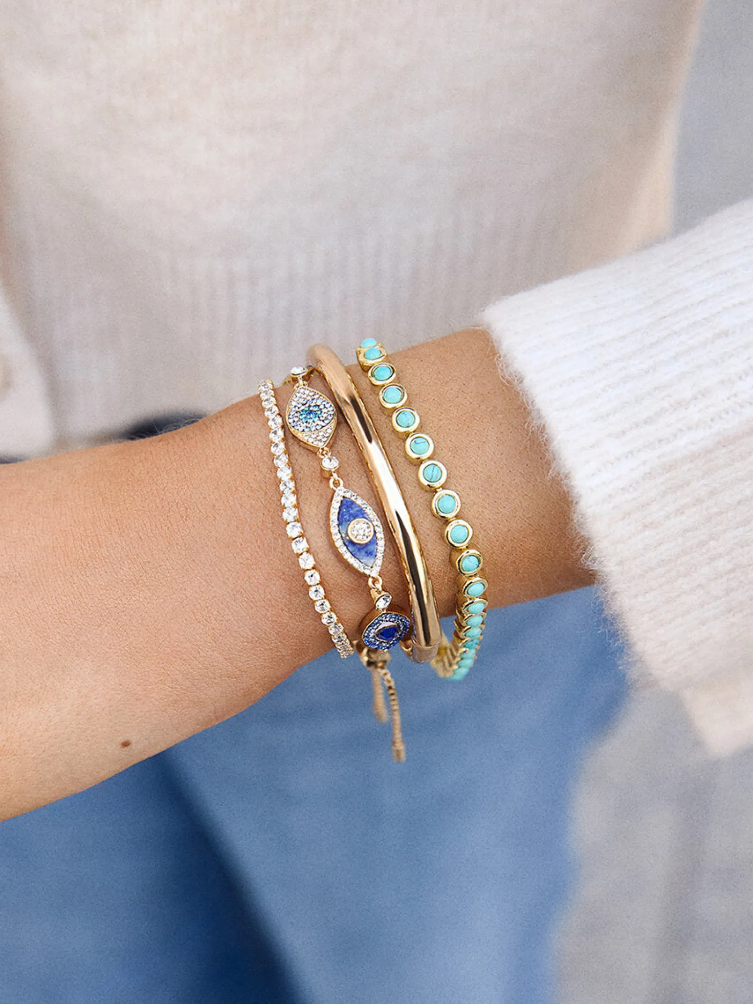 Nina Semi-Precious Bracelet - Gold/Turquoise