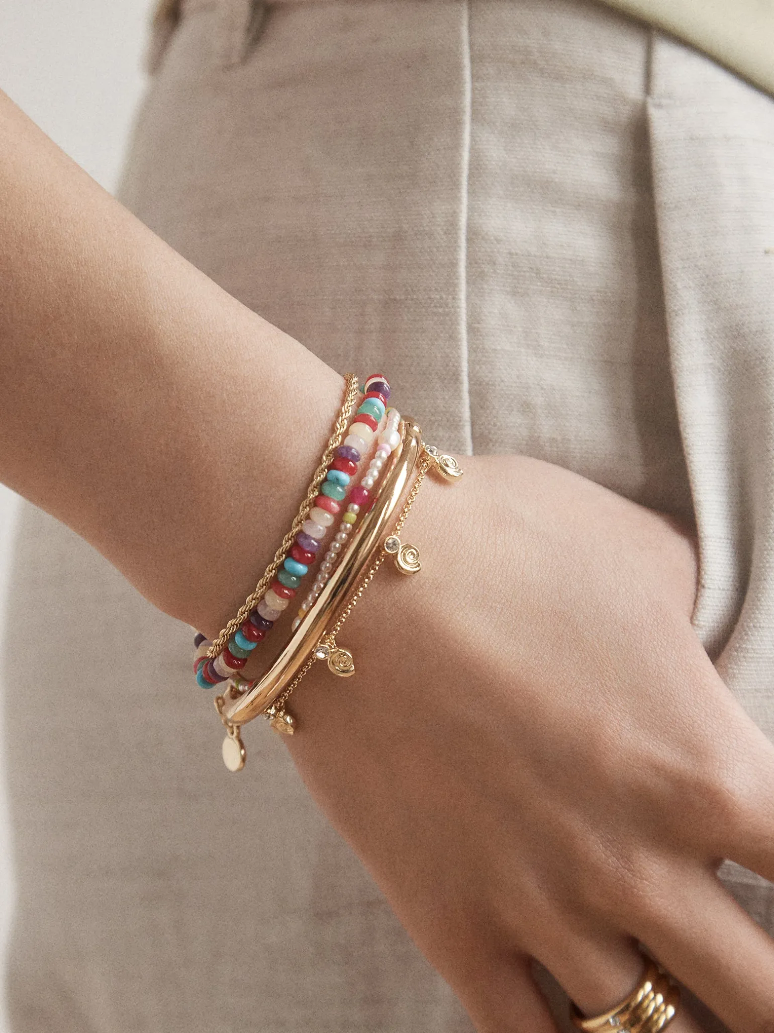 Pacifica Seashell Bracelet - Gold/Pavé