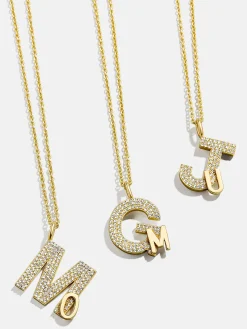 Pavé Double Initial Custom Necklace - Gold/Pavé