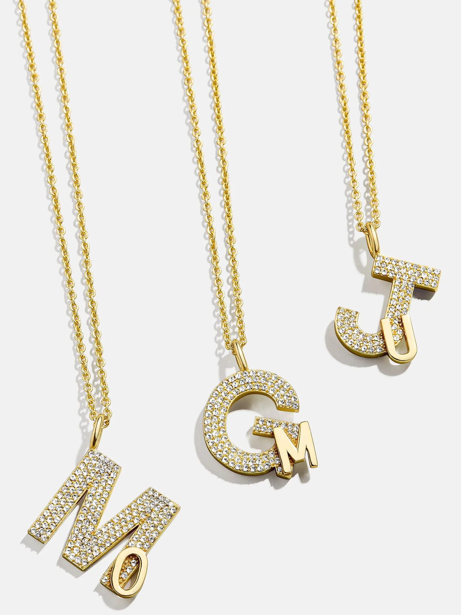 Pavé Double Initial Custom Necklace - Gold/Pavé