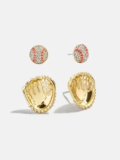 Perfect Catch Earring Set - Baseball