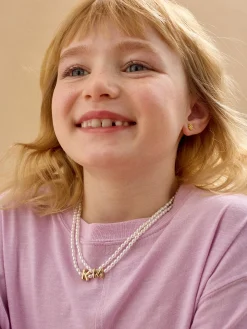 Playful Pearls Kids’ Initial Necklace - Gold/Pearl