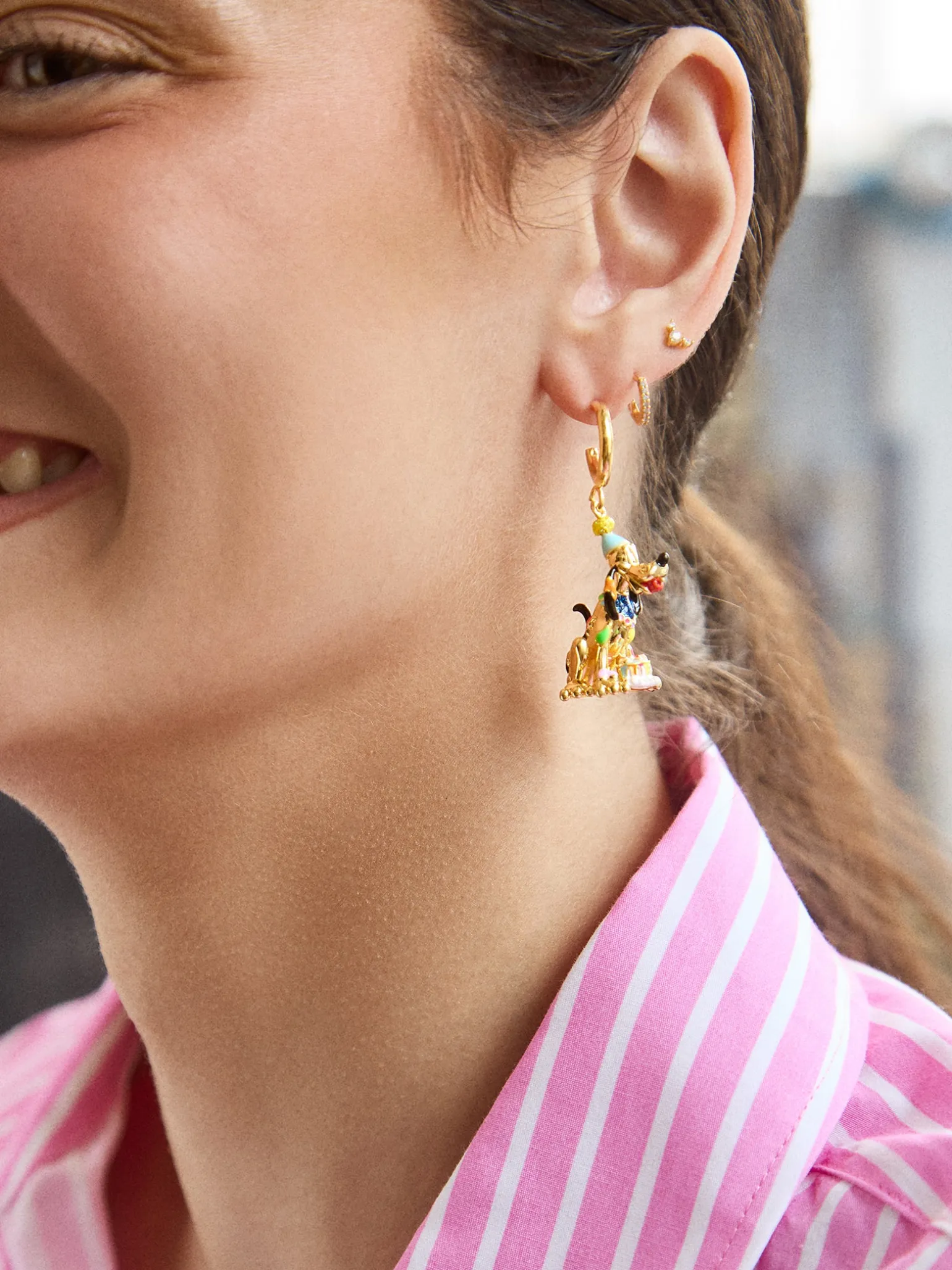 Pluto Disney Celebration Earrings - Gold
