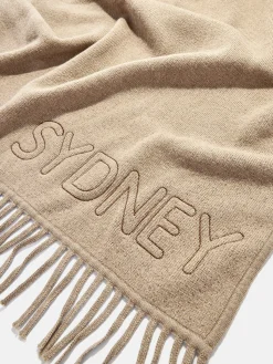 Pure Merino Wool Custom Blanket - Tan Sand/Chocolate Brown
