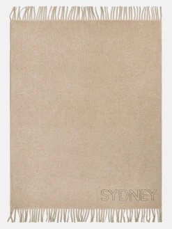 Pure Merino Wool Custom Blanket - Tan Sand/Chocolate Brown