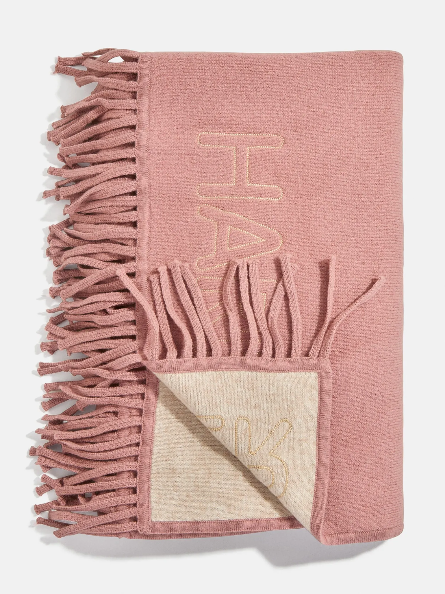 Pure Merino Wool Custom Blanket - Dusty Rose/Cream