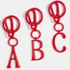 Red Initial Enamel Bag Charm - A