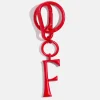 Red Initial Enamel Bag Charm - F