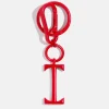 Red Initial Enamel Bag Charm - I