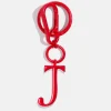 Red Initial Enamel Bag Charm - J