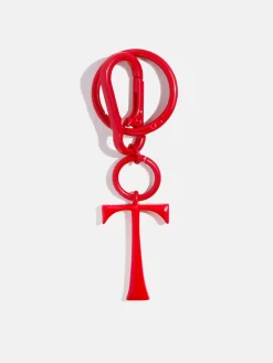 Red Initial Enamel Bag Charm - T