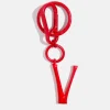 Red Initial Enamel Bag Charm - V