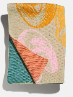 Retro Bubble Custom Initial Blanket - Beige/Multi