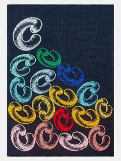 Retro Bubble Custom Initial Blanket - Black/Multi