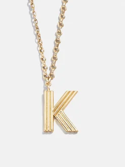 Retro Letter Initial Necklace - Gold