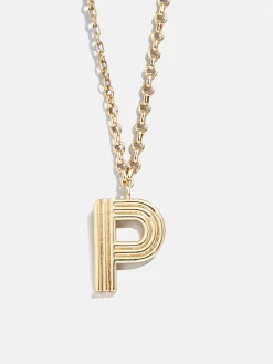 Retro Letter Initial Necklace - Gold