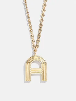 Retro Letter Initial Necklace - Gold