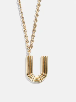 Retro Letter Initial Necklace - Gold