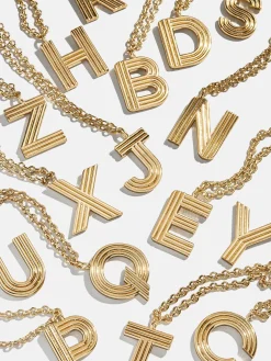 Retro Letter Initial Necklace - Gold