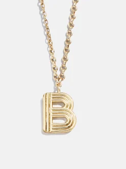 Retro Letter Initial Necklace - Gold