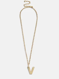 Retro Letter Initial Necklace - Gold