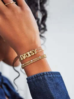 Retro Slider Custom Bracelet - Etched Gold