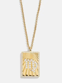 Reversible 18K Gold Vermeil Zodiac Pendant Necklace - Virgo