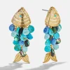 Ripple Effect Fish Earrings - Gold/Turquoise