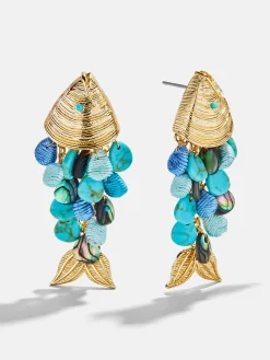 Ripple Effect Fish Earrings - Gold/Turquoise