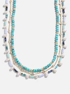 Rowan Semi-Precious Layered Necklace - Gold/Blue