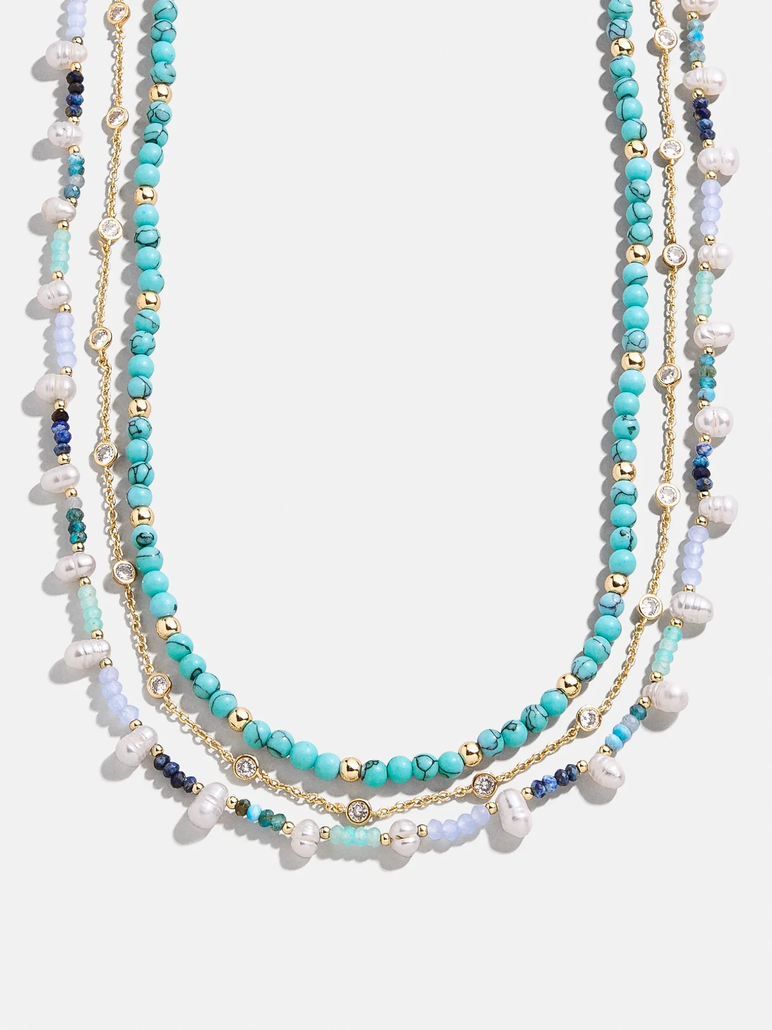 Rowan Semi-Precious Layered Necklace - Gold/Blue