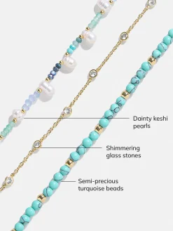 Rowan Semi-Precious Layered Necklace - Gold/Blue