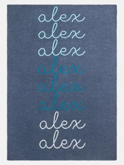 Script Ombre Name Custom Blanket - Denim/Light Blue