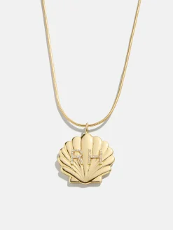 Seashell Custom Initial Necklace - Gold/Pavé