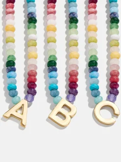 Semi-Precious Block Initial Necklace - Multi