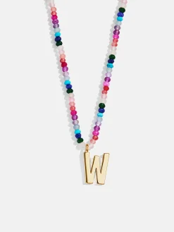 Semi-Precious Block Initial Necklace - Dark Multi