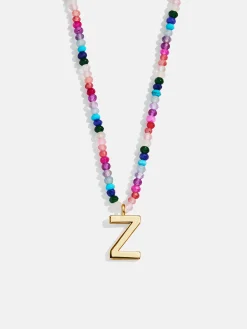 Semi-Precious Block Initial Necklace - Dark Multi