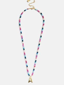 Semi-Precious Block Initial Necklace - Dark Multi