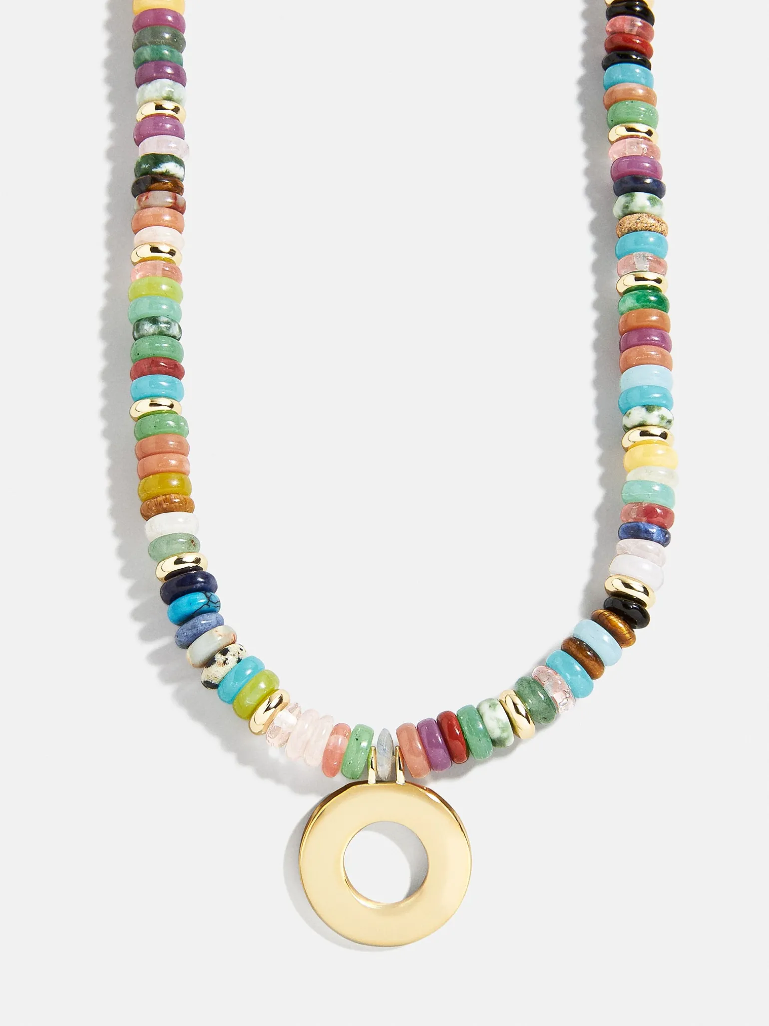 Semi-Precious Block Initial Necklace - Multi/Gold