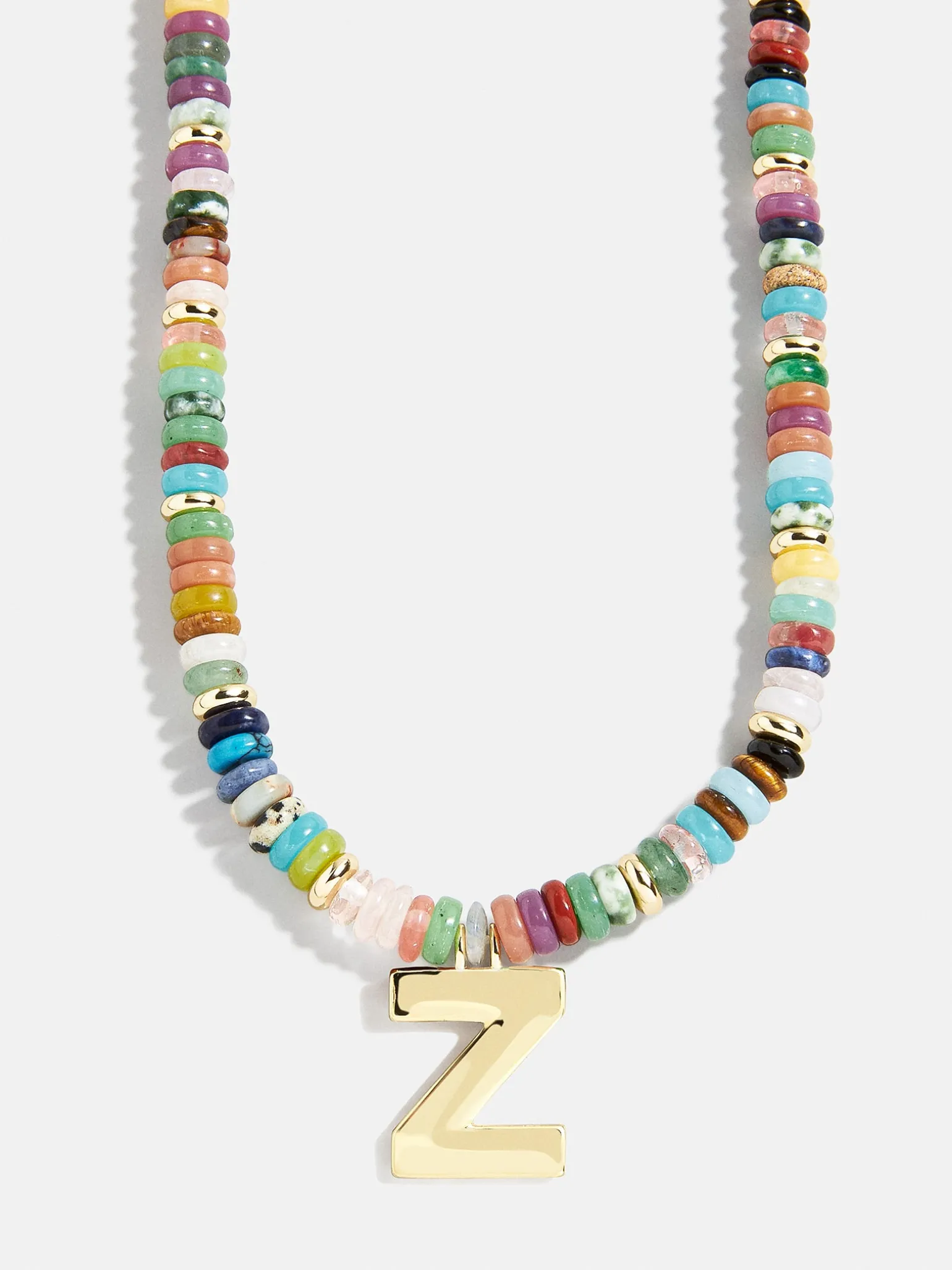 Semi-Precious Block Initial Necklace - Multi/Gold