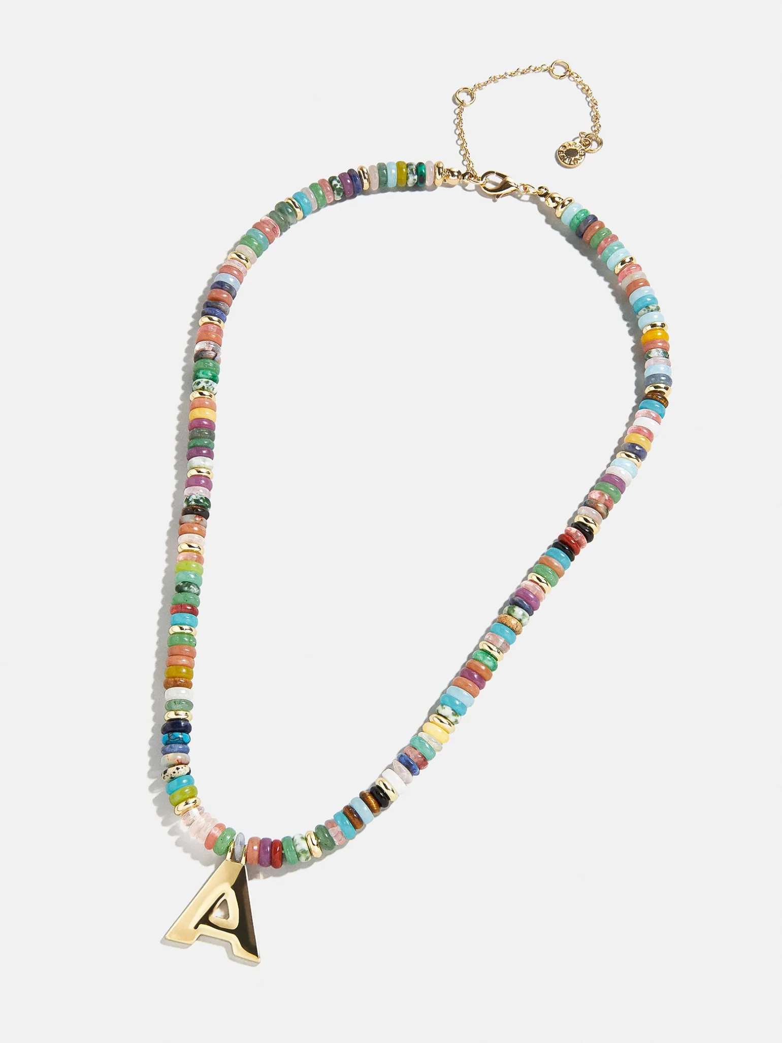 Semi-Precious Block Initial Necklace - Multi/Gold