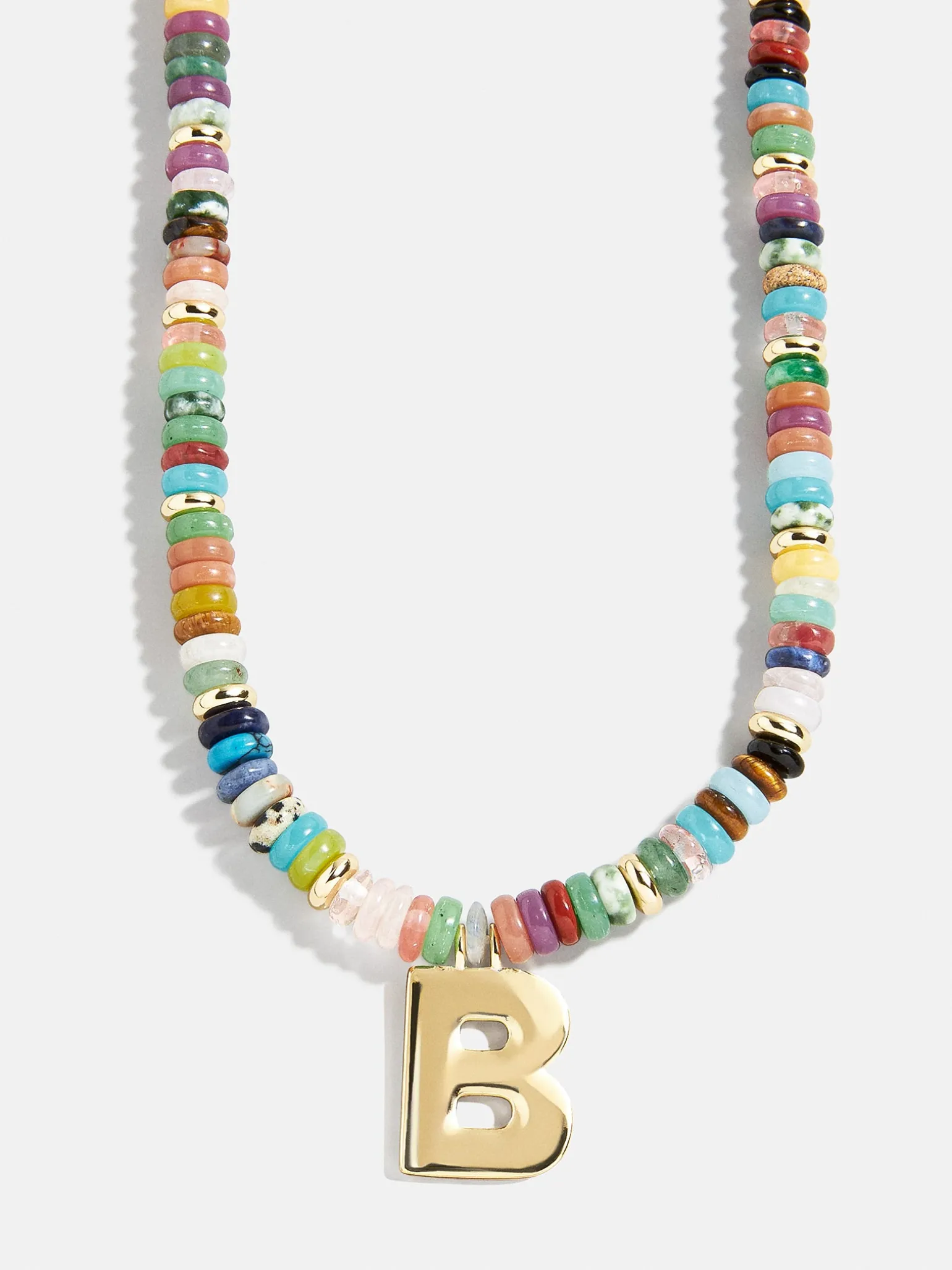 Semi-Precious Block Initial Necklace - Multi/Gold