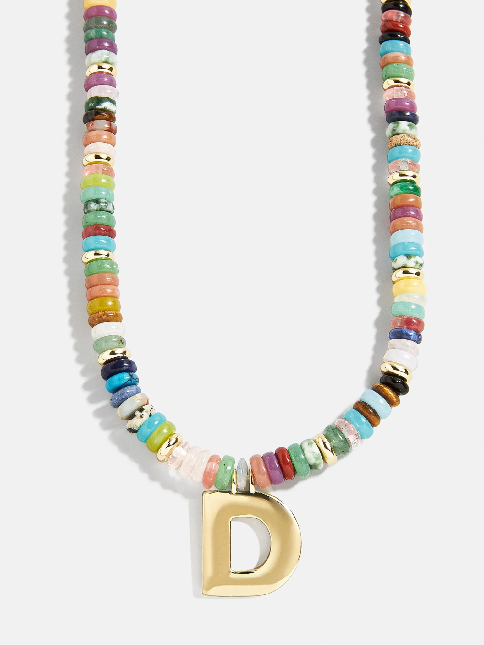 Semi-Precious Block Initial Necklace - Multi/Gold