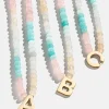 Semi-Precious Block Initial Necklace - Light Multi