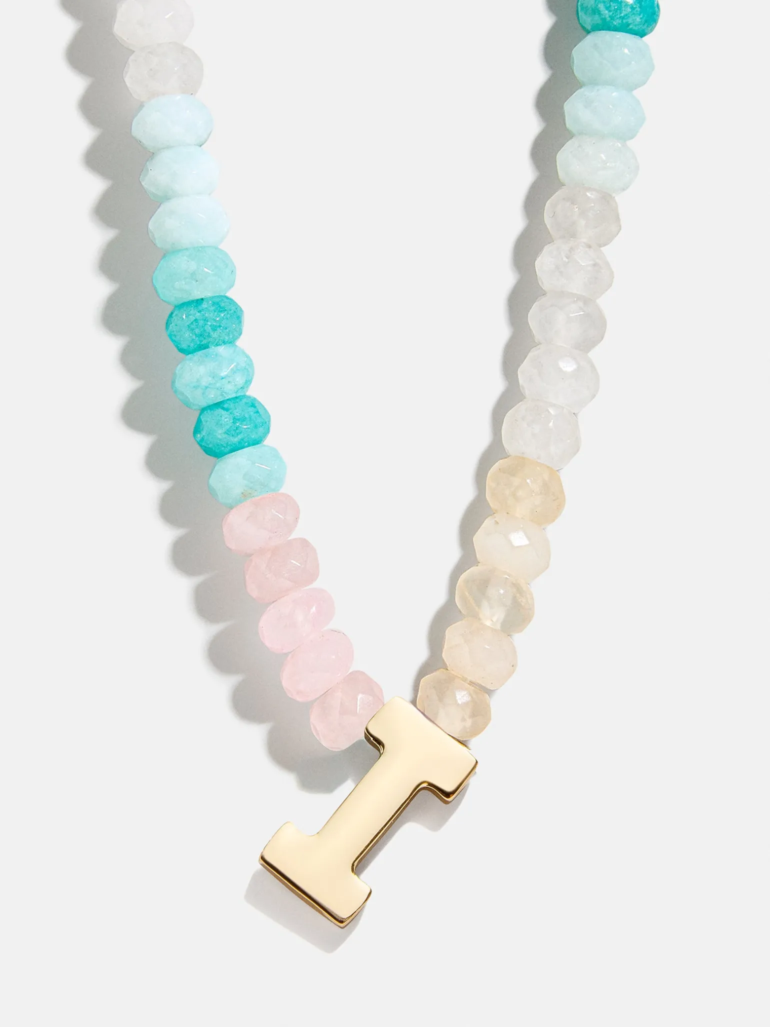 Semi-Precious Block Initial Necklace - Light Multi