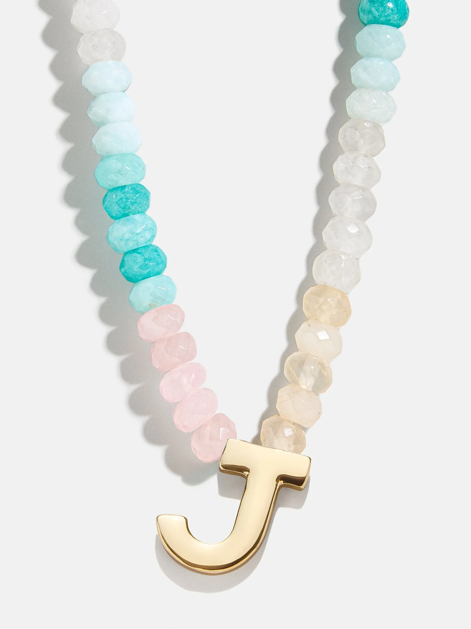 Semi-Precious Block Initial Necklace - Light Multi