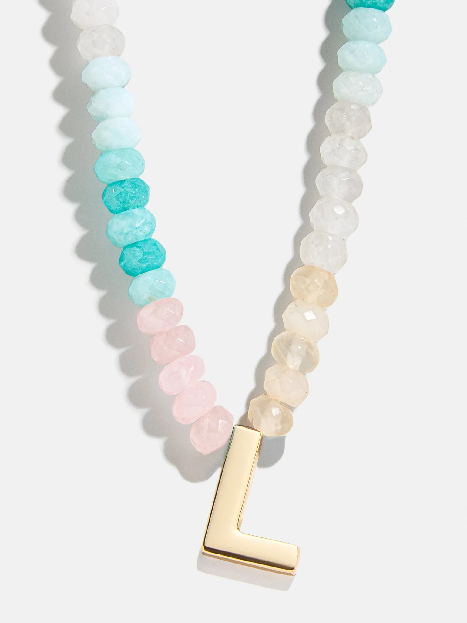 Semi-Precious Block Initial Necklace - Light Multi