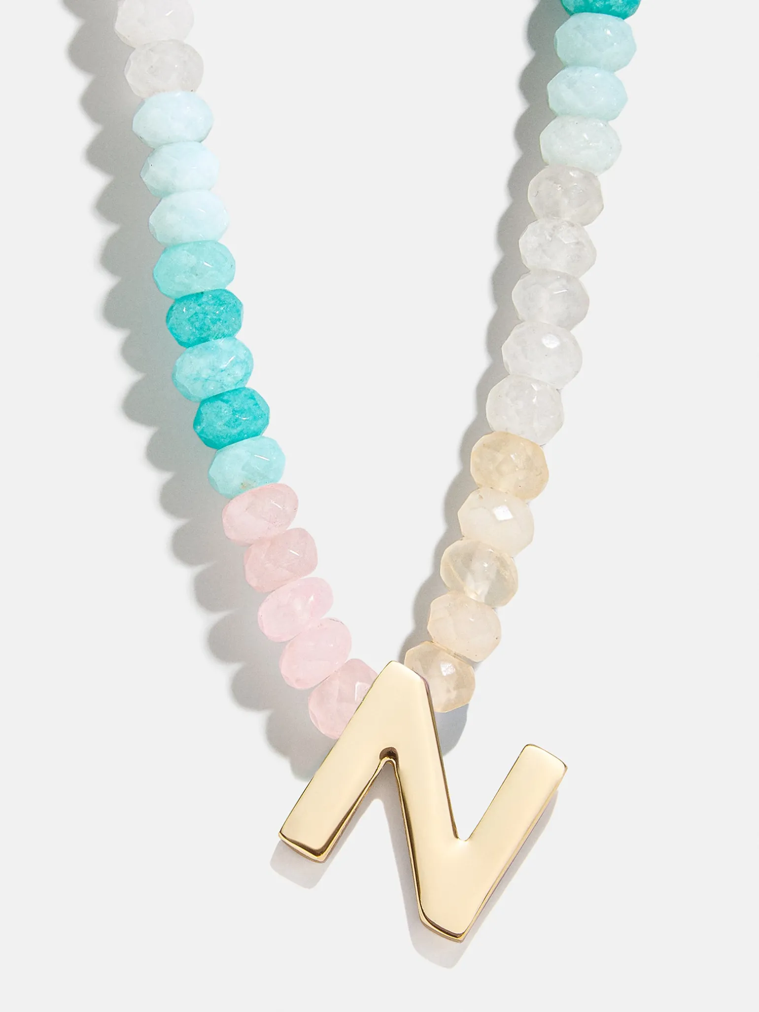 Semi-Precious Block Initial Necklace - Light Multi