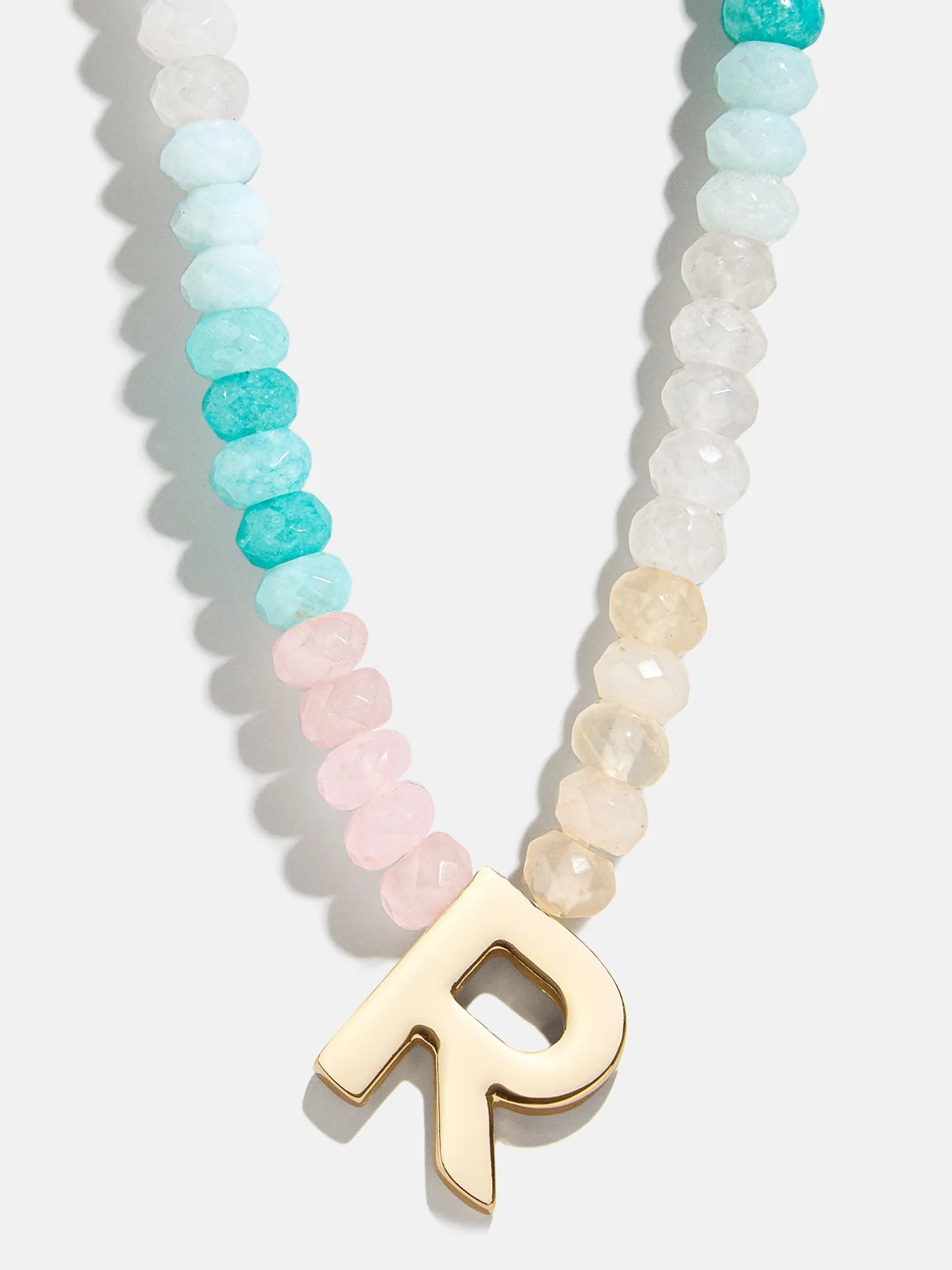 Semi-Precious Block Initial Necklace - Light Multi