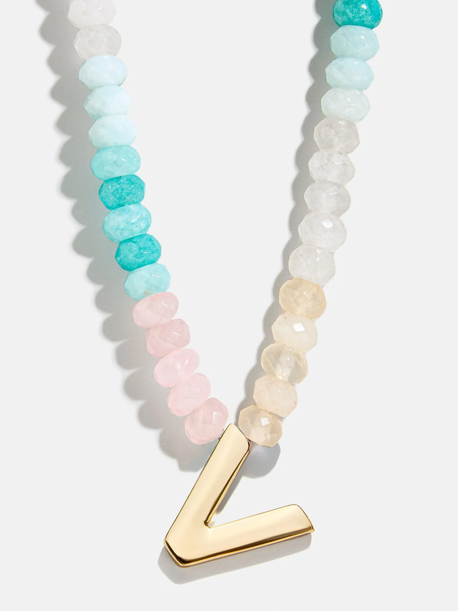 Semi-Precious Block Initial Necklace - Light Multi